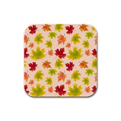 Bright Autumn Leaves Rubber Square Coaster (4 Pack) by SychEva