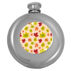 Bright Autumn Leaves Round Hip Flask (5 Oz) by SychEva