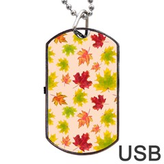 Bright Autumn Leaves Dog Tag Usb Flash (one Side) by SychEva