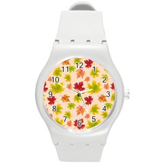 Bright Autumn Leaves Round Plastic Sport Watch (m) by SychEva