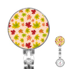 Bright Autumn Leaves Stainless Steel Nurses Watch by SychEva