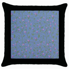 Curly Flowers Throw Pillow Case (black) by SychEva