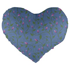 Curly Flowers Large 19  Premium Flano Heart Shape Cushions by SychEva