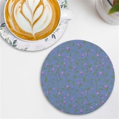 Curly Flowers Uv Print Round Tile Coaster by SychEva