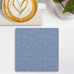 Curly Flowers Uv Print Square Tile Coaster  by SychEva