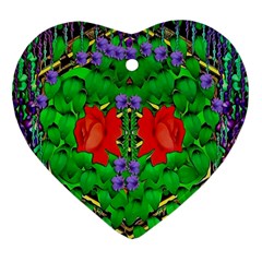 A Island Of Roses In The Calm Sea Ornament (Heart)