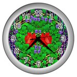 A Island Of Roses In The Calm Sea Wall Clock (Silver) Front