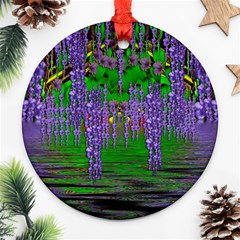 A Island Of Flowers In The Calm Sea Ornament (round) by pepitasart