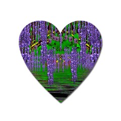 A Island Of Flowers In The Calm Sea Heart Magnet by pepitasart