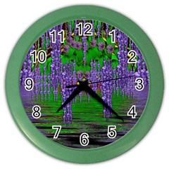 A Island Of Flowers In The Calm Sea Color Wall Clock by pepitasart