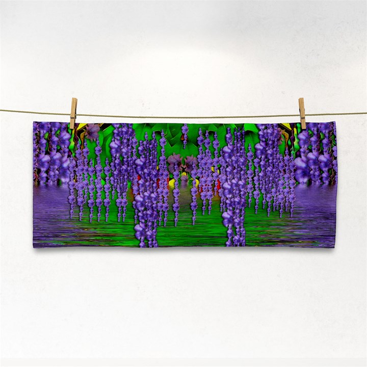 A Island Of Flowers In The Calm Sea Hand Towel