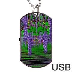 A Island Of Flowers In The Calm Sea Dog Tag Usb Flash (one Side) by pepitasart