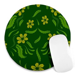 Folk Flowers Print Floral Pattern Ethnic Art Round Mousepads by Eskimos