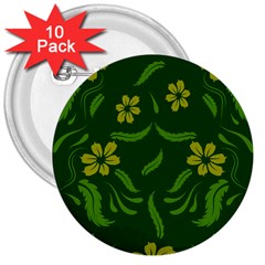 Folk Flowers Print Floral Pattern Ethnic Art 3  Buttons (10 Pack)  by Eskimos