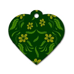 Folk Flowers Print Floral Pattern Ethnic Art Dog Tag Heart (two Sides) by Eskimos