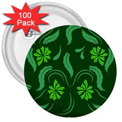 Folk Flowers Print Floral Pattern Ethnic Art 3  Buttons (100 Pack)  by Eskimos