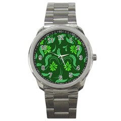 Folk Flowers Print Floral Pattern Ethnic Art Sport Metal Watch by Eskimos