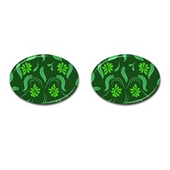 Folk Flowers Print Floral Pattern Ethnic Art Cufflinks (oval) by Eskimos