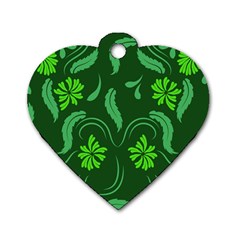 Folk Flowers Print Floral Pattern Ethnic Art Dog Tag Heart (one Side) by Eskimos