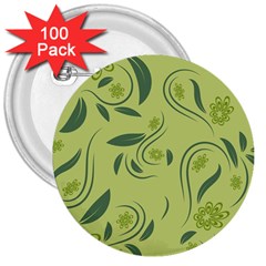 Folk Flowers Print Floral Pattern Ethnic Art 3  Buttons (100 Pack)  by Eskimos