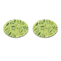 Folk Flowers Print Floral Pattern Ethnic Art Cufflinks (oval) by Eskimos