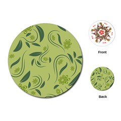 Folk Flowers Print Floral Pattern Ethnic Art Playing Cards Single Design (round) by Eskimos