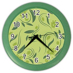 Folk Flowers Print Floral Pattern Ethnic Art Color Wall Clock by Eskimos