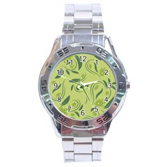 Folk Flowers Print Floral Pattern Ethnic Art Stainless Steel Analogue Watch by Eskimos