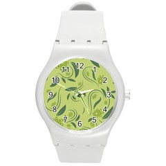 Folk Flowers Print Floral Pattern Ethnic Art Round Plastic Sport Watch (m) by Eskimos