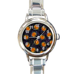 Space Pumpkins Round Italian Charm Watch by SychEva