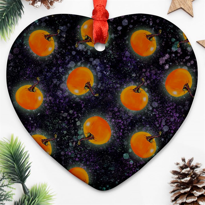 Space Pumpkins Heart Ornament (Two Sides)