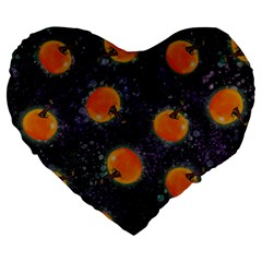 Space Pumpkins Large 19  Premium Heart Shape Cushions by SychEva