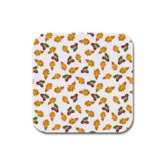 Oak Leaves And Acorns Rubber Square Coaster (4 Pack) by SychEva