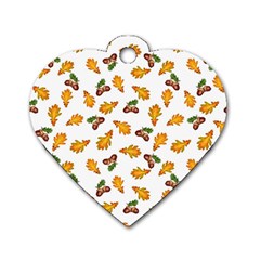 Oak Leaves And Acorns Dog Tag Heart (one Side) by SychEva