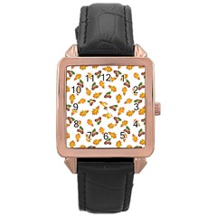 Oak Leaves And Acorns Rose Gold Leather Watch  by SychEva