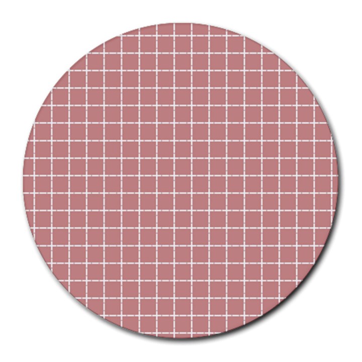 Abstrait carreaux rose/blanc Round Mousepads