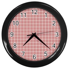 Abstrait Carreaux Rose/blanc Wall Clock (black) by kcreatif