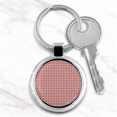 Abstrait Carreaux Rose/blanc Key Chain (round) by kcreatif