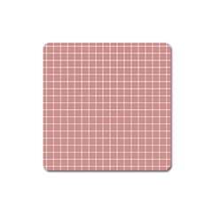 Abstrait Carreaux Rose/blanc Square Magnet by kcreatif