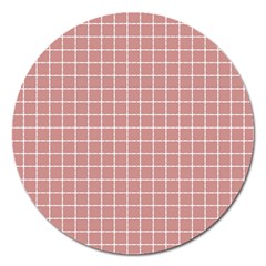 Abstrait Carreaux Rose/blanc Magnet 5  (round) by kcreatif