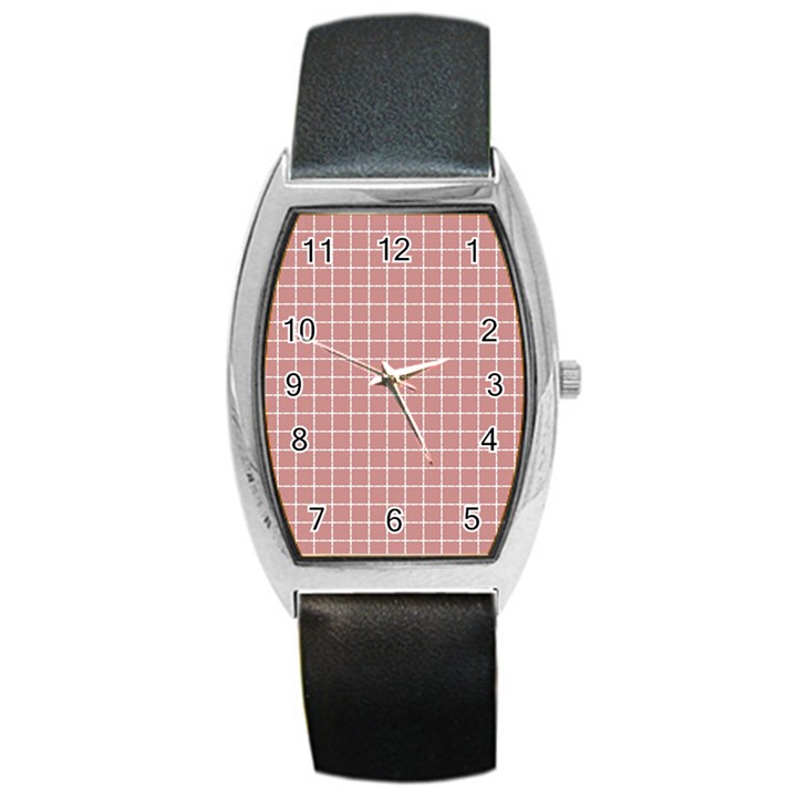 Abstrait carreaux rose/blanc Barrel Style Metal Watch