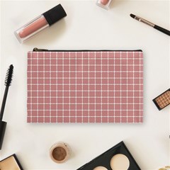 Abstrait Carreaux Rose/blanc Cosmetic Bag (medium)