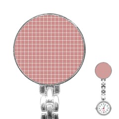 Abstrait Carreaux Rose/blanc Stainless Steel Nurses Watch by kcreatif