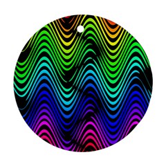 Abstract Rainbow Curves Pattern Ornament (round)