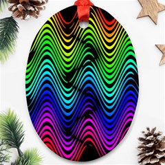 Abstract Rainbow Curves Pattern Ornament (oval)