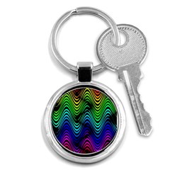 Abstract Rainbow Curves Pattern Key Chain (round) by Casemiro