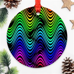 Abstract Rainbow Curves Pattern Round Ornament (two Sides) by Casemiro