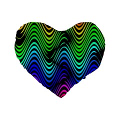 Abstract Rainbow Curves Pattern Standard 16  Premium Heart Shape Cushions by Casemiro