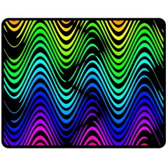 Abstract Rainbow Curves Pattern Double Sided Fleece Blanket (medium)  by Casemiro