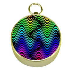 Abstract Rainbow Curves Pattern Gold Compasses by Casemiro